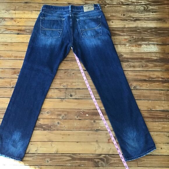 HOLLISTER Men’s Jeans 33 Straight Leg Blue Distressed Denim 100% Cotton - Picture 10 of 13